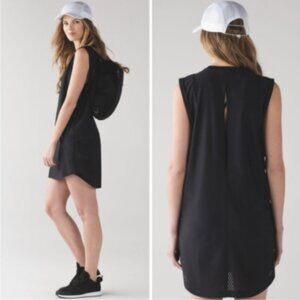 Lululemon Make Waves Black Sleeveless Perforated Hem Split Back Cover Up Dress 8